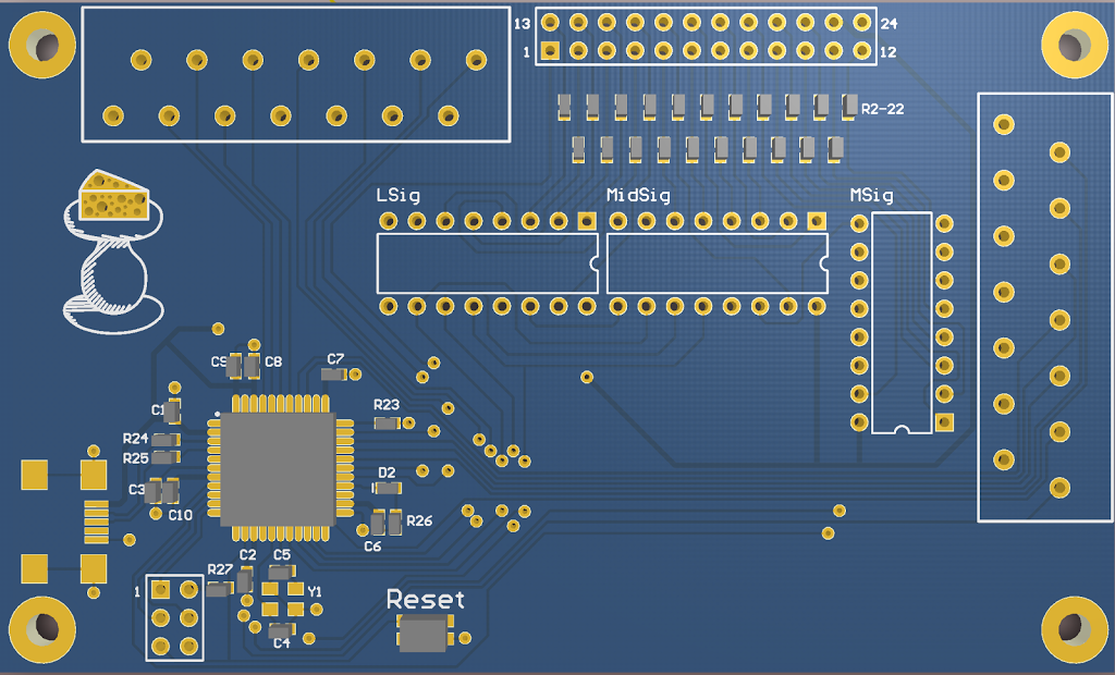 Simulated 3D render of the PCB