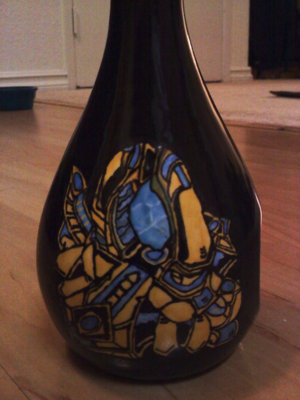 Hand-painted ceramic piece, detail view