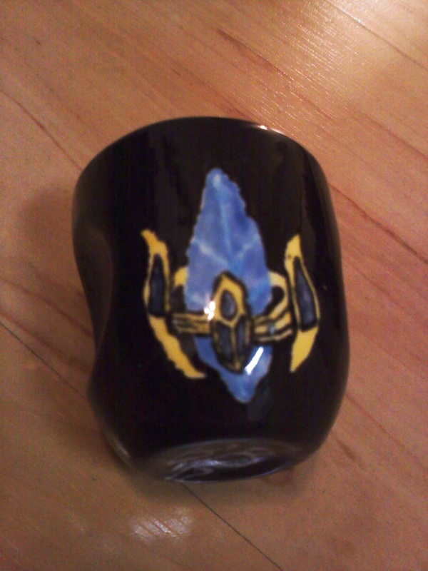 Hand-painted ceramic piece, detail view